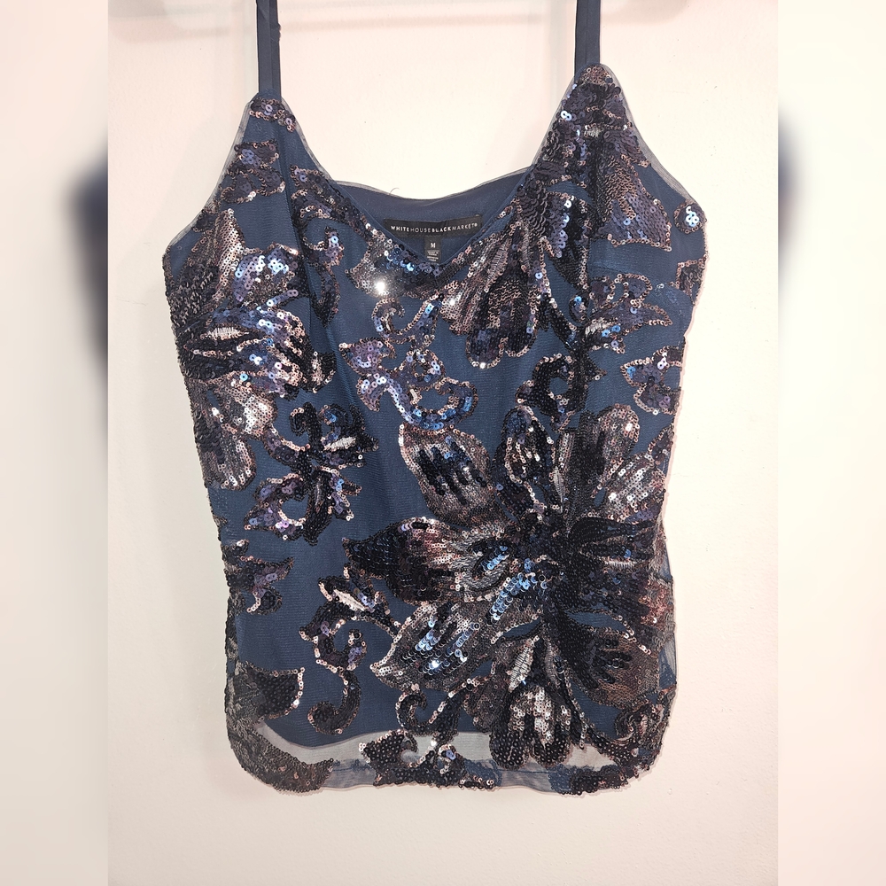 White House Black Market Sequin Floral Camisole